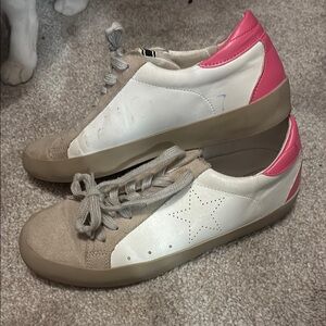 Women's Pink and White Sneakers
